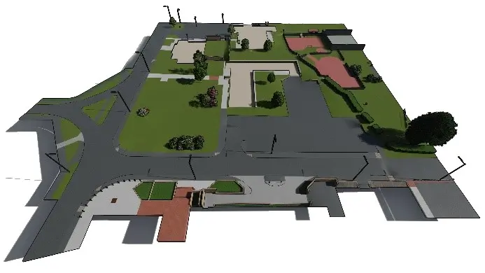Revit model of site showing topographical detail in 3D
