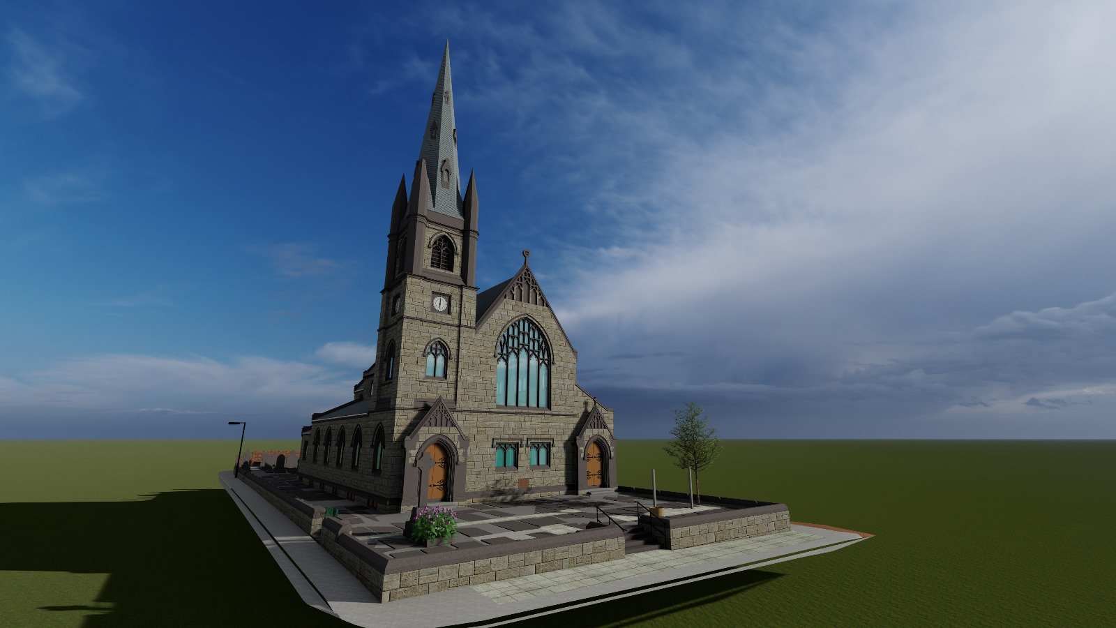 3D survey in Revit format showing external envelope of church in Manchester