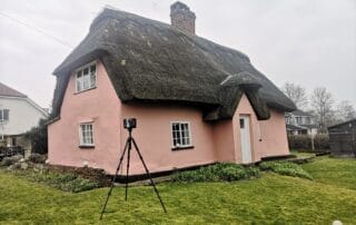 Undertaking a measured building survey of a pink house